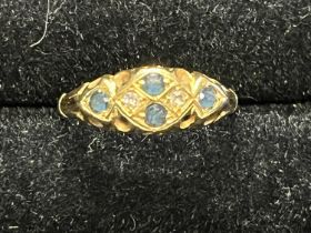 A 18ct gold diamond and sapphire ring size N 2.67g