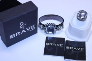 A costume jewellery bangle and ring set by Brave