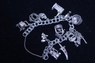 A white metal charm bracelet (no padlock)