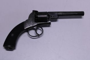 A antique mid-Victorian Webley type open frame revolver. shipping unavailable