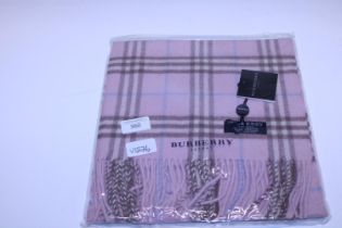 A new with tags Burberry 100% lambs wool pink long scarf 166 x 38cm