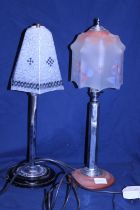 Two Art Deco style table lamps with glass shades