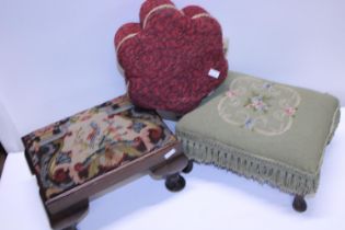 Three antique footstools, shipping unavailable