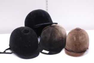 A selection of horse riding safety helmets