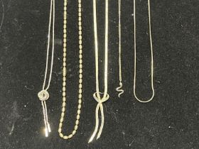 Five 925 silver necklaces