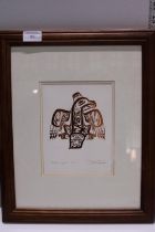 A original piece of gold embossed Canadian folklore art work by Bill Reid (signed)