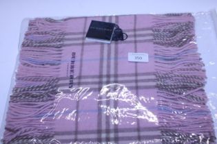 A new with tags Burberry 100% lambs wool pink long scarf with double tassels 150 x 37cm