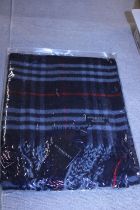 A new with tags Burberry 100% lambs wool Navy shawl 206 x 70cm