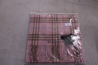 A new with tags Burberry 100% lambs wool pink long scarf 166 x 38cm