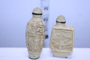 Two Chinese hand carved scent bottles