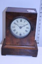 A antique 1875 Camerer Cuss & Co Victorian wooden cased mantle clock working with key