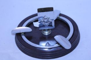A Art Deco period Bakelite & Chrome ashtray and matchbox holder