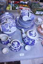 A job lot of vintage blue and white china. shipping unavailable