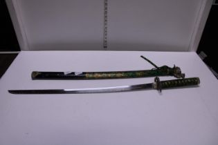 A reproduction Samurai sword 71cm blade length, measured from Habaki, shipping unavailable (over