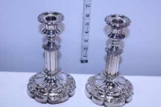 A quality pair of silver plated candlesticks