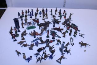 A selection of vintage metal soldier figures a/f