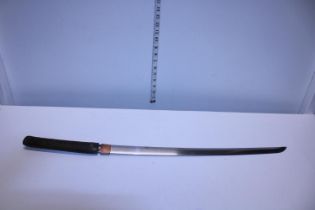 A vintage Samurai sword, no scabbard, 56cm blade length, measured from Habaki shipping