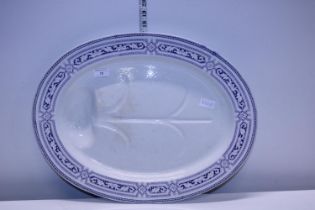A large Victorian blue and white meat plate. No Shipping