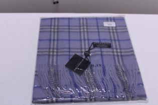 A new with tags Burberry 100% lambs wool blue long scarf 160 x 28cm