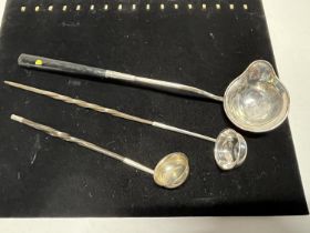Three 19th century silver toddy ladles