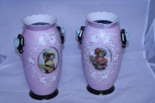 A pair of Edwardian vases a/f