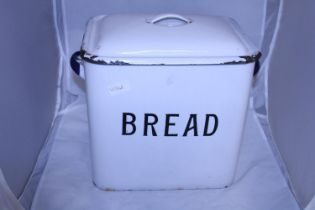 A large enamel bread bin