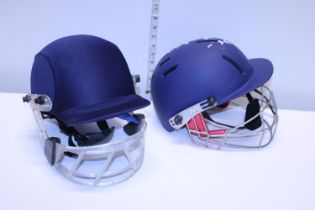 Two cricket helmets