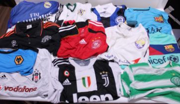 A selection of assorted football shirts