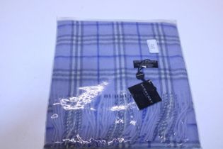 A new with tags Burberry 100% lambs wool blue long scarf 160 x 28cm