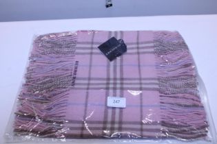 A new with tags Burberry 100% lambs wool pink long scarf with double tassels 150 x 37cm