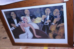 A framed print by Marsha Hammel entitled 'quintet'. Shipping unavailable