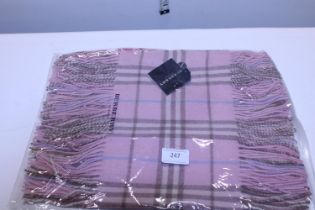 A new with tags Burberry 100% lambs wool pink long scarf with double tassels 150 x 37cm