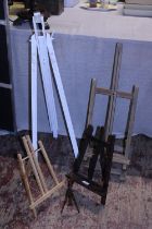 A selection of assorted wooden artists easels. Shipping unavailable