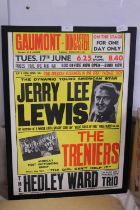 A framed vintage style concert poster 62x45cm, shipping unavailable