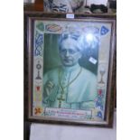 A framed portrait of Pope Pious XI 47x59cm