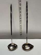 Two Victorian silver toddy ladles with horn handles