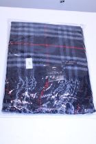 A new with tags Burberry 100% lambs wool Navy shawl 206 x 70cm