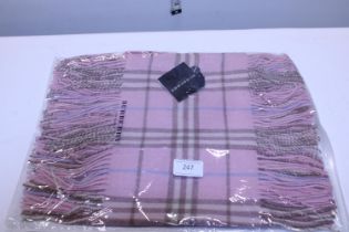 A new with tags Burberry 100% lambs wool pink long scarf with double tassels 150 x 37cm