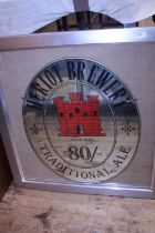 A large Heriot Brewery traditional ales mirror, shipping unavailable