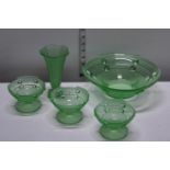 A selection of Art Deco period Uranium glassware