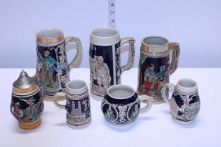 A selection of German ceramic Steins