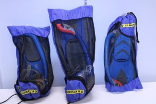 Three new sets of flippers and snorkels