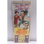 A vintage framed cinema poster from the 1960's 'The Doctor and the Girl' 92x37cm, shipping