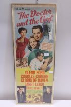 A vintage framed cinema poster from the 1960's 'The Doctor and the Girl' 92x37cm, shipping