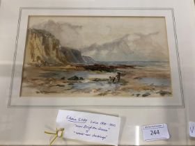 A framed watercolour by Edwin Earp circa 1890 of a coastal scene near Brighton