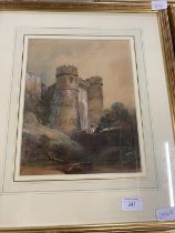 A framed watercolour by Thomas Faed 1826-1910 'Carisbrook Castle, Isle of Wight'