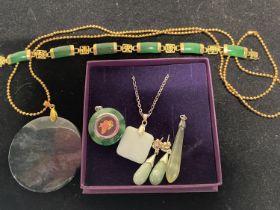 A selection of assorted Jadeite jewellery