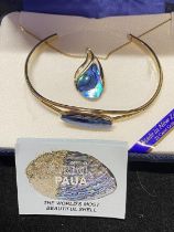 A Reiki Paua necklace and bracelet set