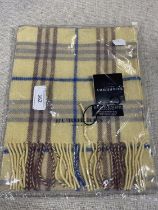 A new with tags Burberry 100% lambs wool yellow long scarf 120 x 23cm