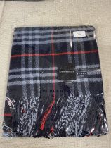 A new with tags Burberry 100% lambs wool Navy shawl 206 x 70cm